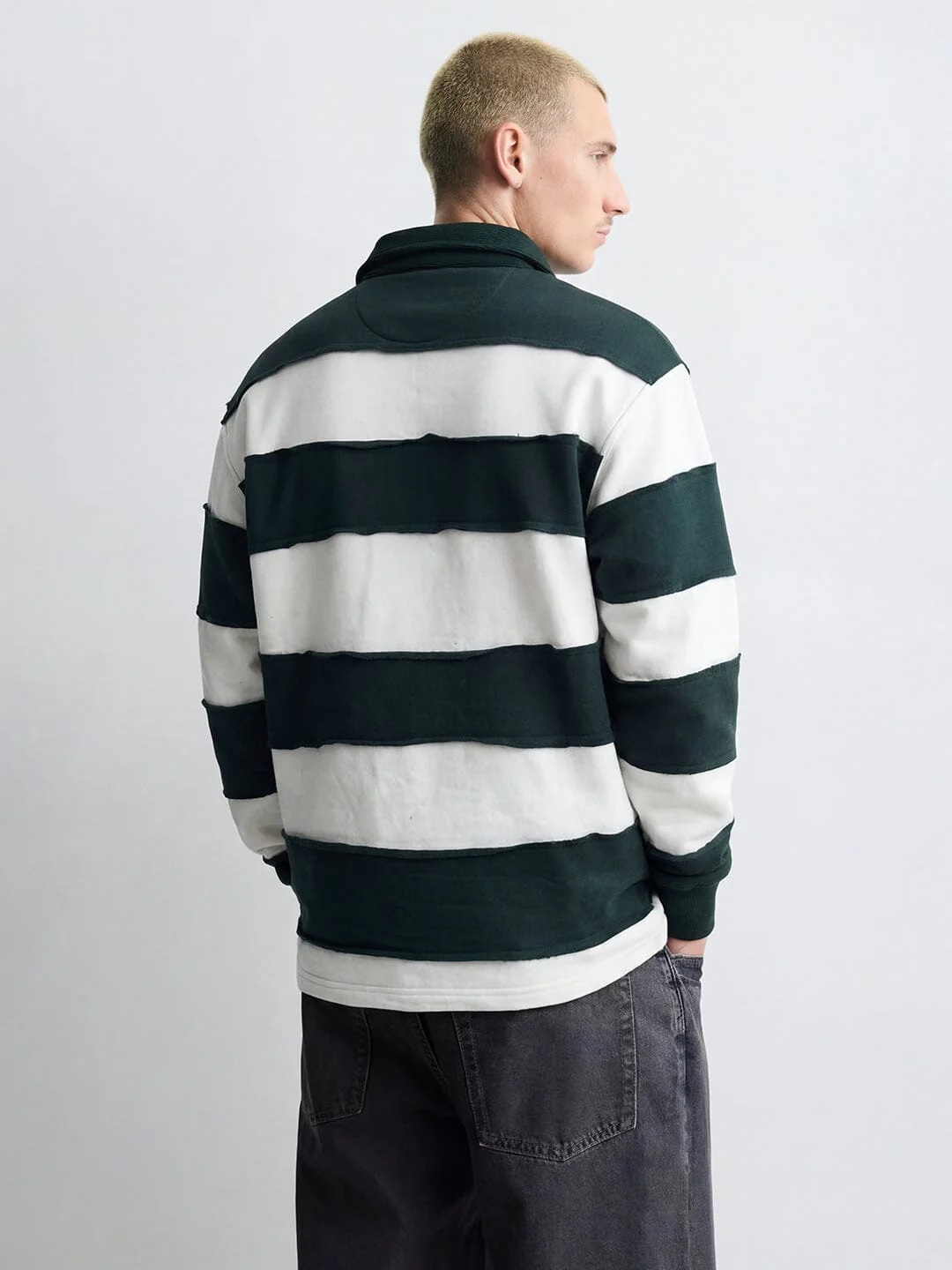 Bottle Green And White Monogram Rugby Sweatshirt - Image 4