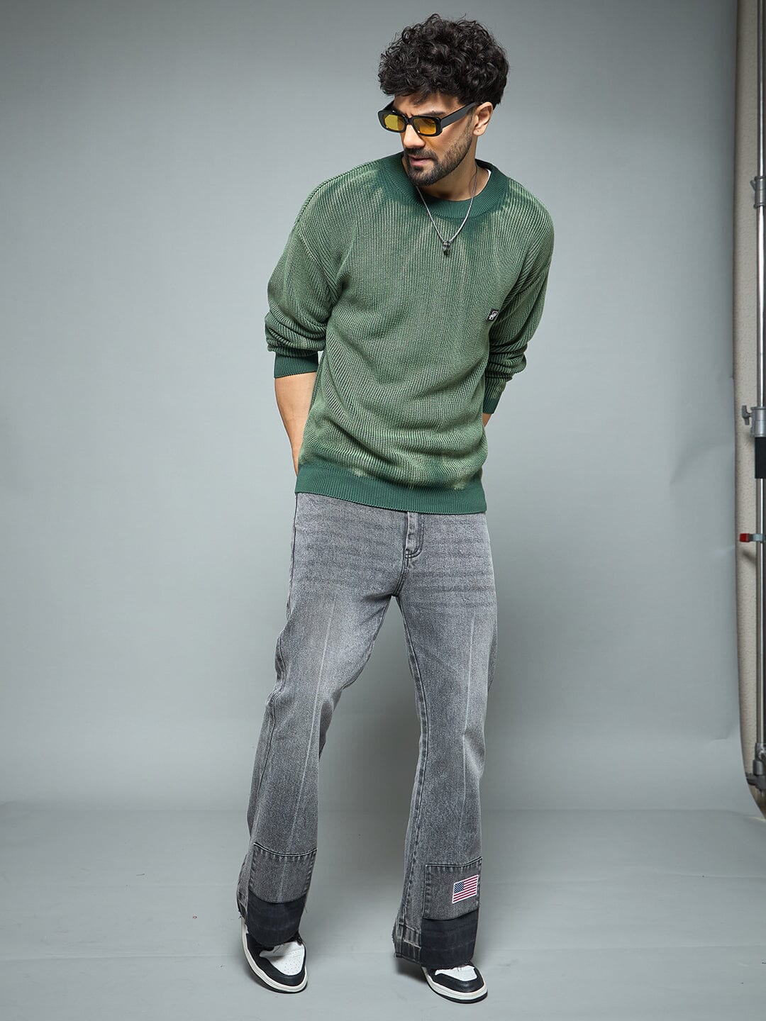 Green Overdyed Knitted Sweater - Image 6