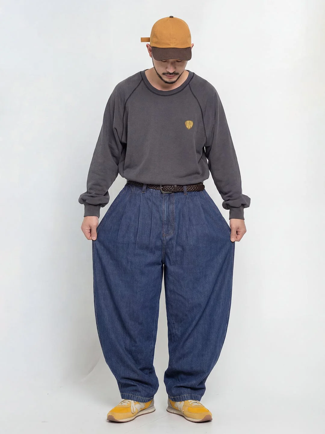 Indigo Pleated Barrel Fit Denim - Image 7