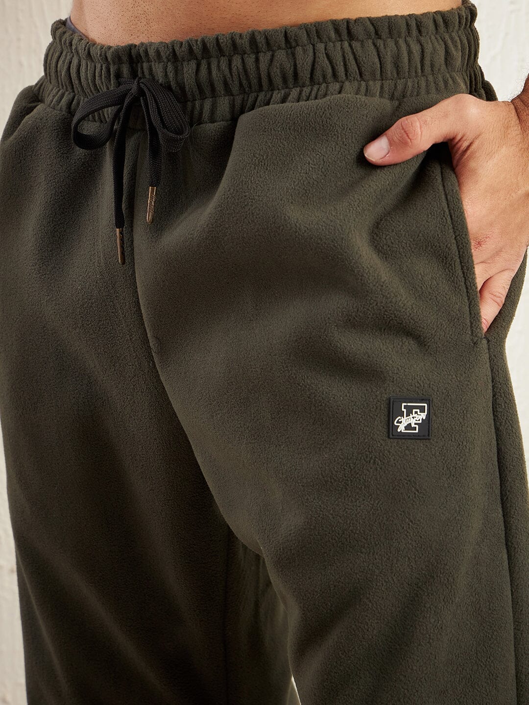 Khaki Polar Fleece Boot Cut Joggers - Image 5