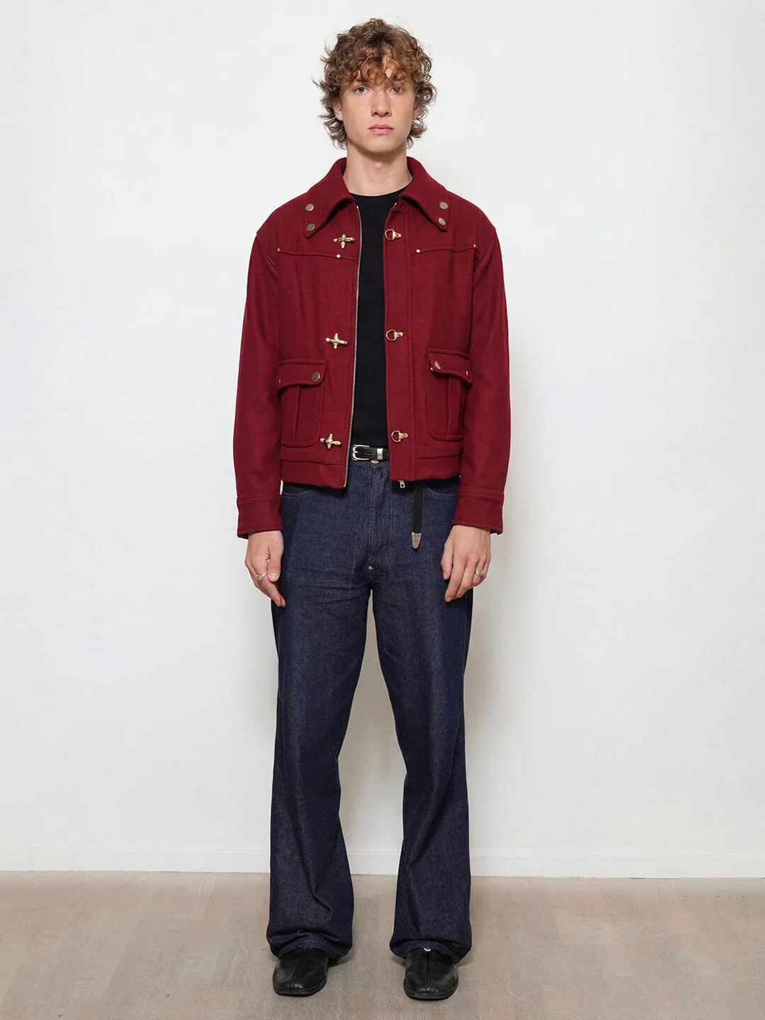 Maroon Fireman Clasp Woollen Jacket - Image 7
