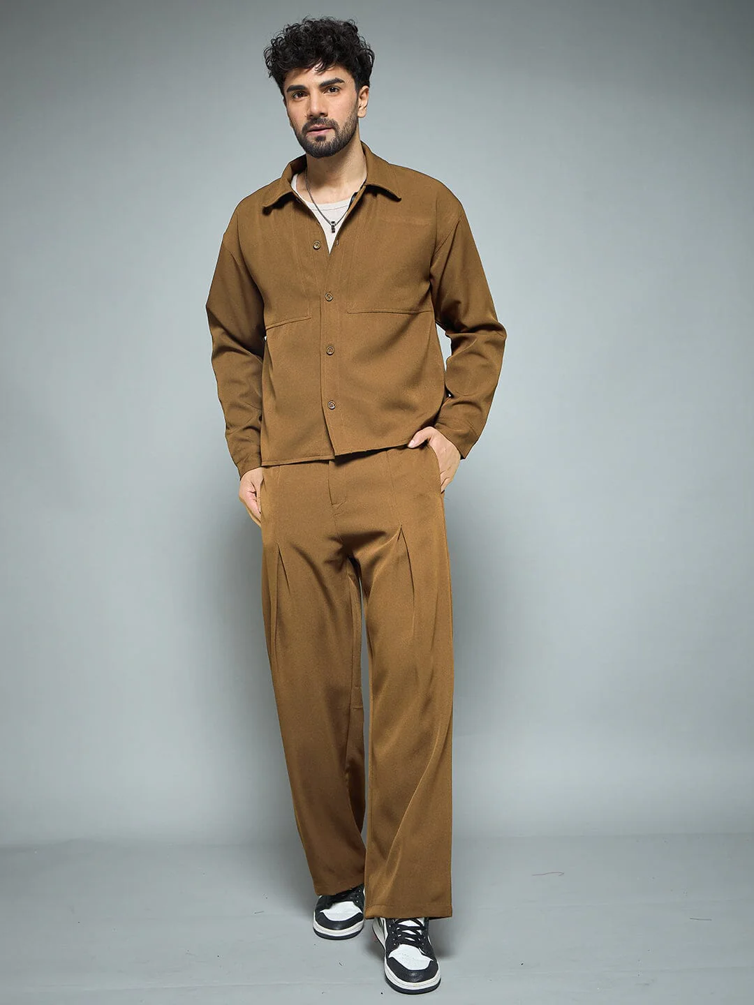 Tan Minimalist Korean Shacket - Image 6